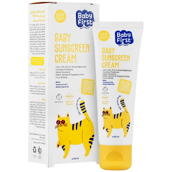 کرم ضد آفتاب بچه بیبی فرست حاوی پریبیوتیک SPF 30