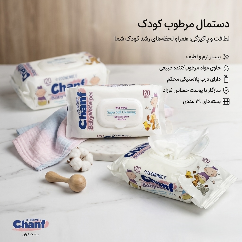 دستمال مرطوب نوزاد چنف سازگار با پوست حساس