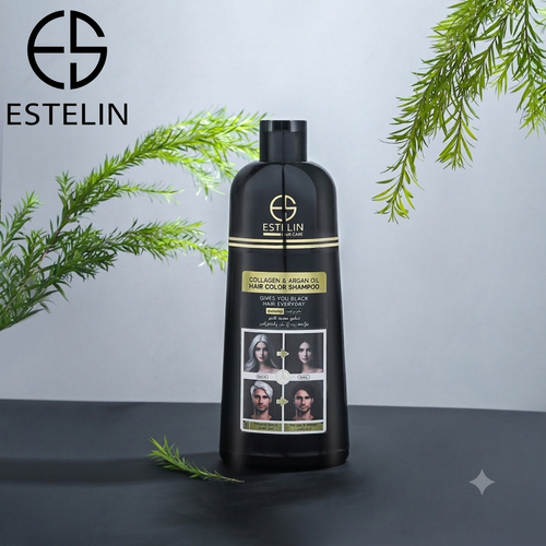شامپو رنگ بدون آمونیاک رفع سفیدی مو استلین مدل Collagen & Argan Oil